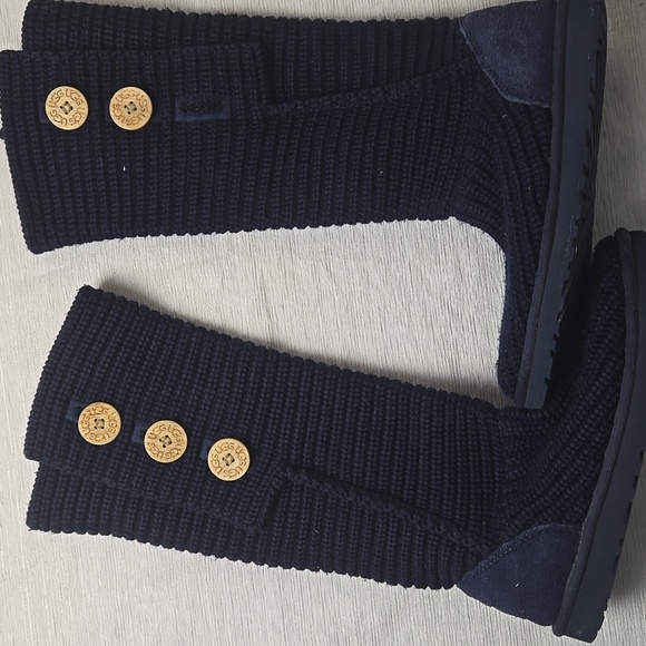 UGG Shoes - Ugg Navy Blue Cardy Knit Tall Boots